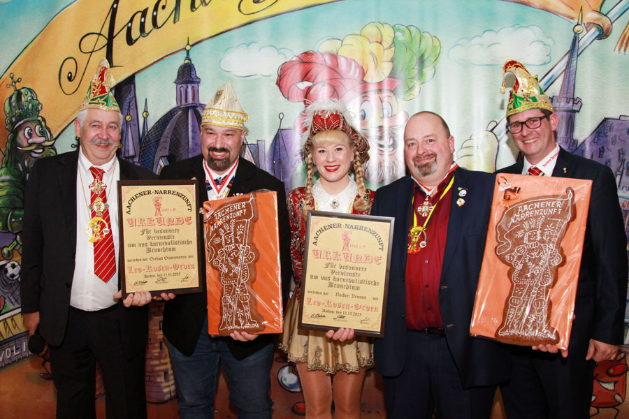 Serkan Sistermanns (2.l.) und Norbert Rennert (2.v.r.) wurden mit dem Leo-Rosen-Orden ausgezeichnet.